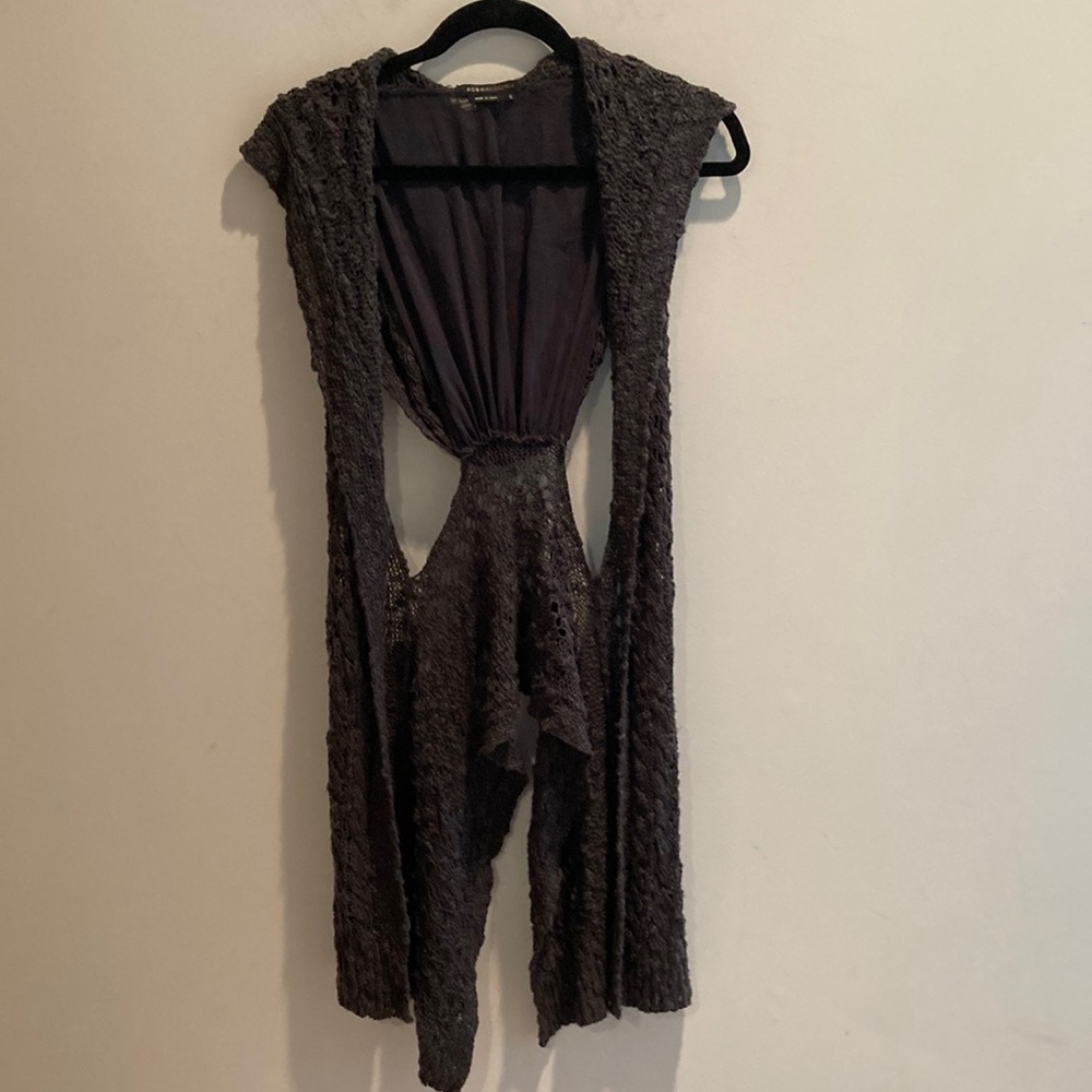BCBGMaxAzria Dark Brown Textured Vest